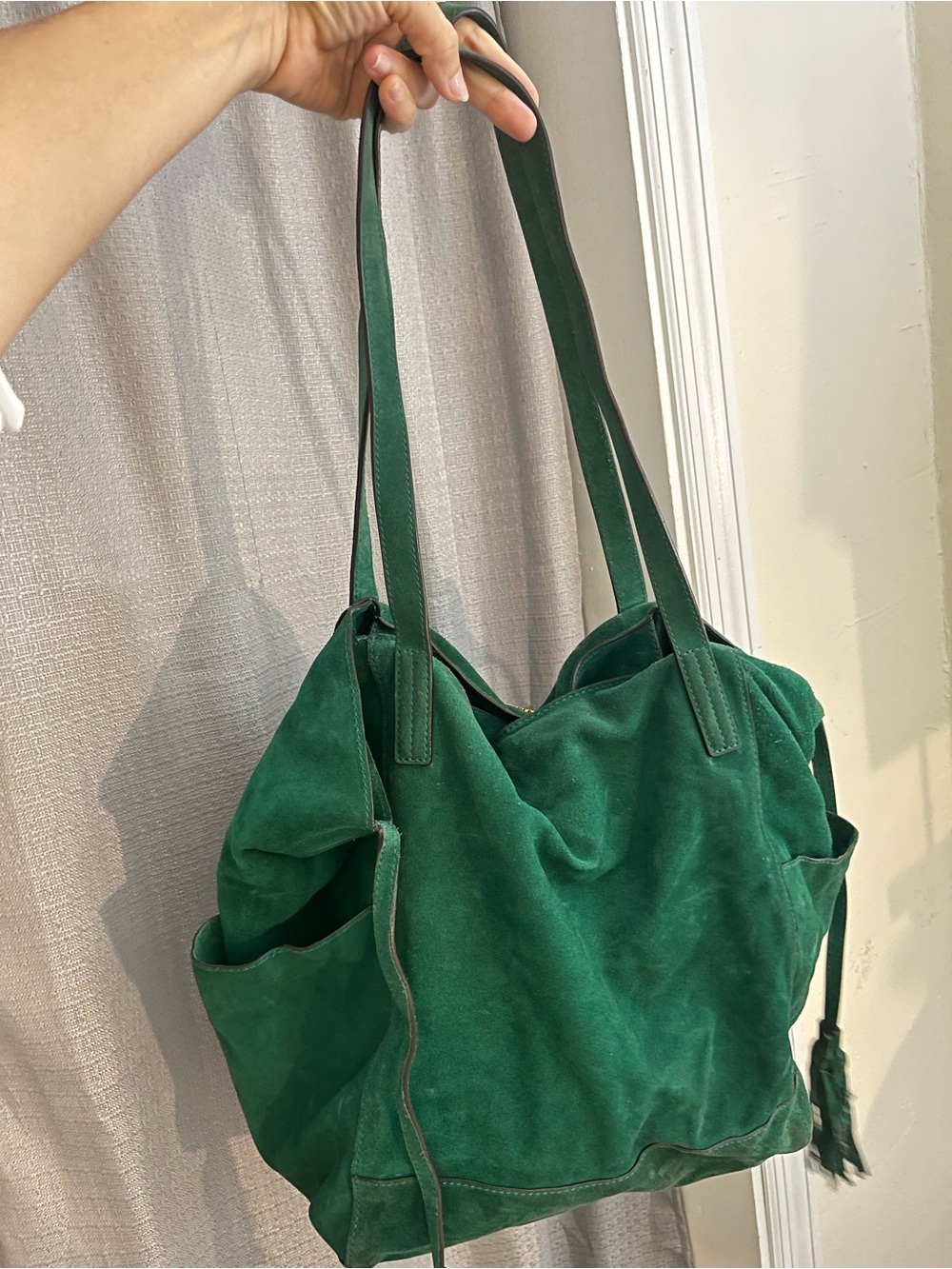 Michael Kors Green Suede Ashbury Tote Bag - Picture 5 of 12